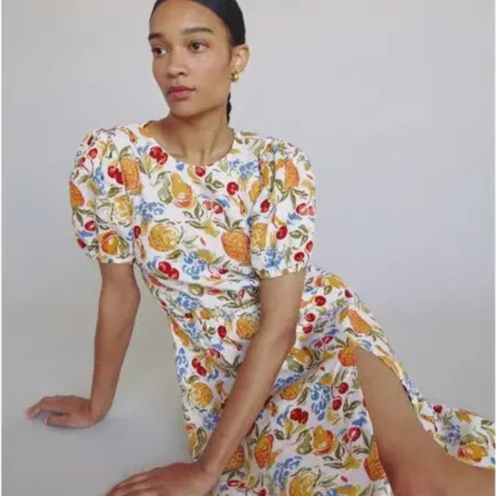 Reformation Anneliese Linen Dress: Fruit Cocktail
